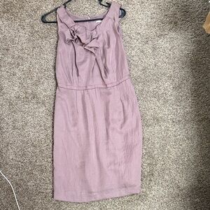 LOFT Mauve Midi Dress with Ruffle Detail